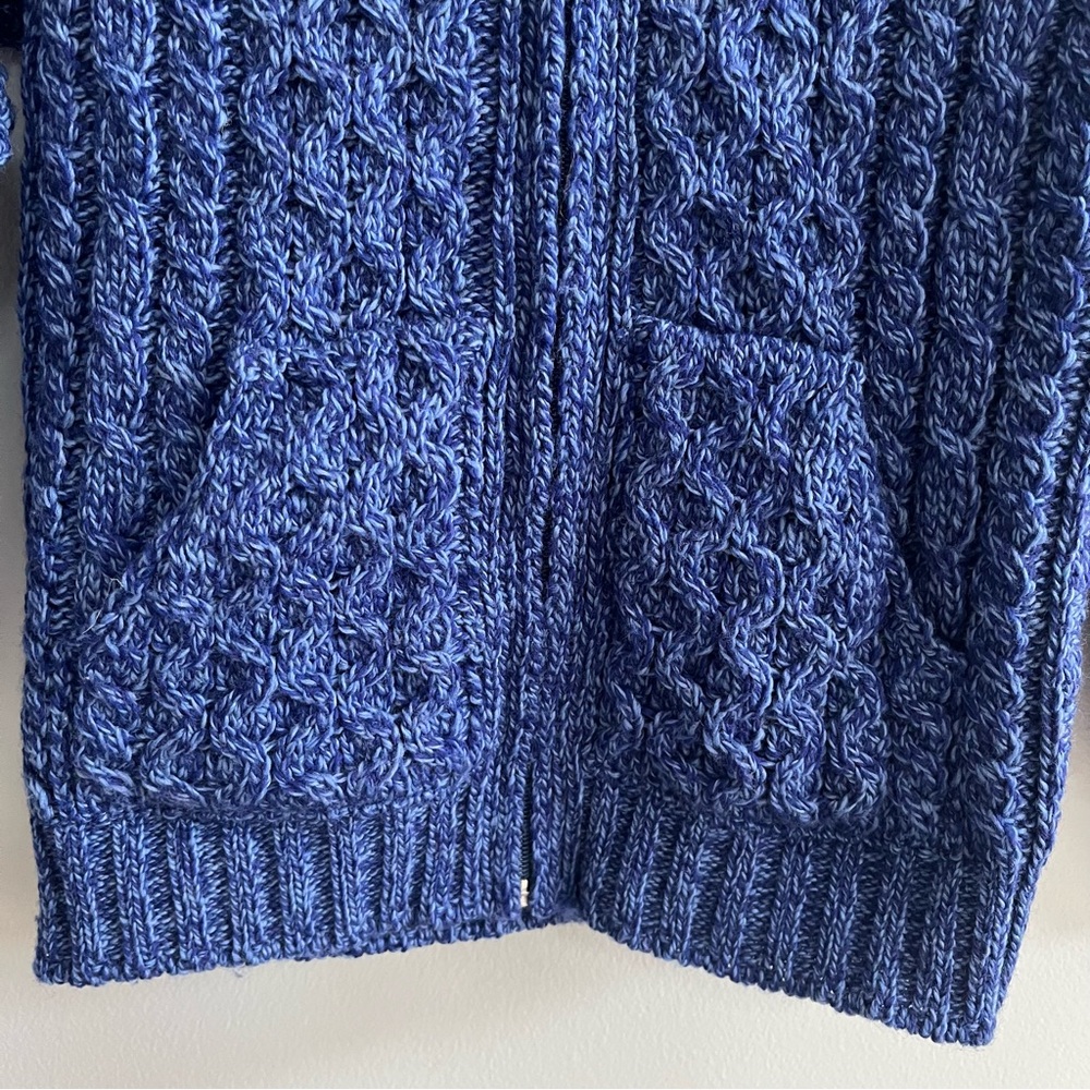 Aran Crafts Ireland Merino Wool Full Zip Sweater Jacket Size 6-7 Unisex Hooded - Picture 3 of 9